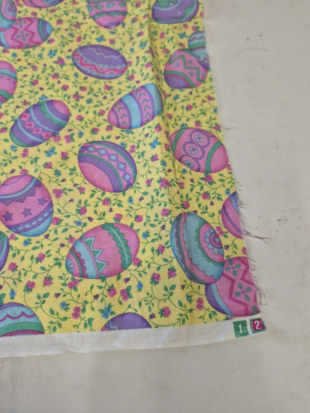 Easter Egg Yellow Floral Fabric 32x44” Spring Craft Material